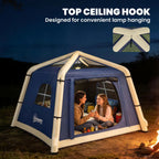 Outsunny Inflatable Camping Tent with Hand Pump, Easy Setup 1/2 Person Blackout Blow Up Tent, Dark Blue