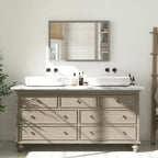 Wall Bathroom Mirror, 40 x 60 cm Wall-Mounted Mirror for Living Room, Bedroom, Hallway, Grey