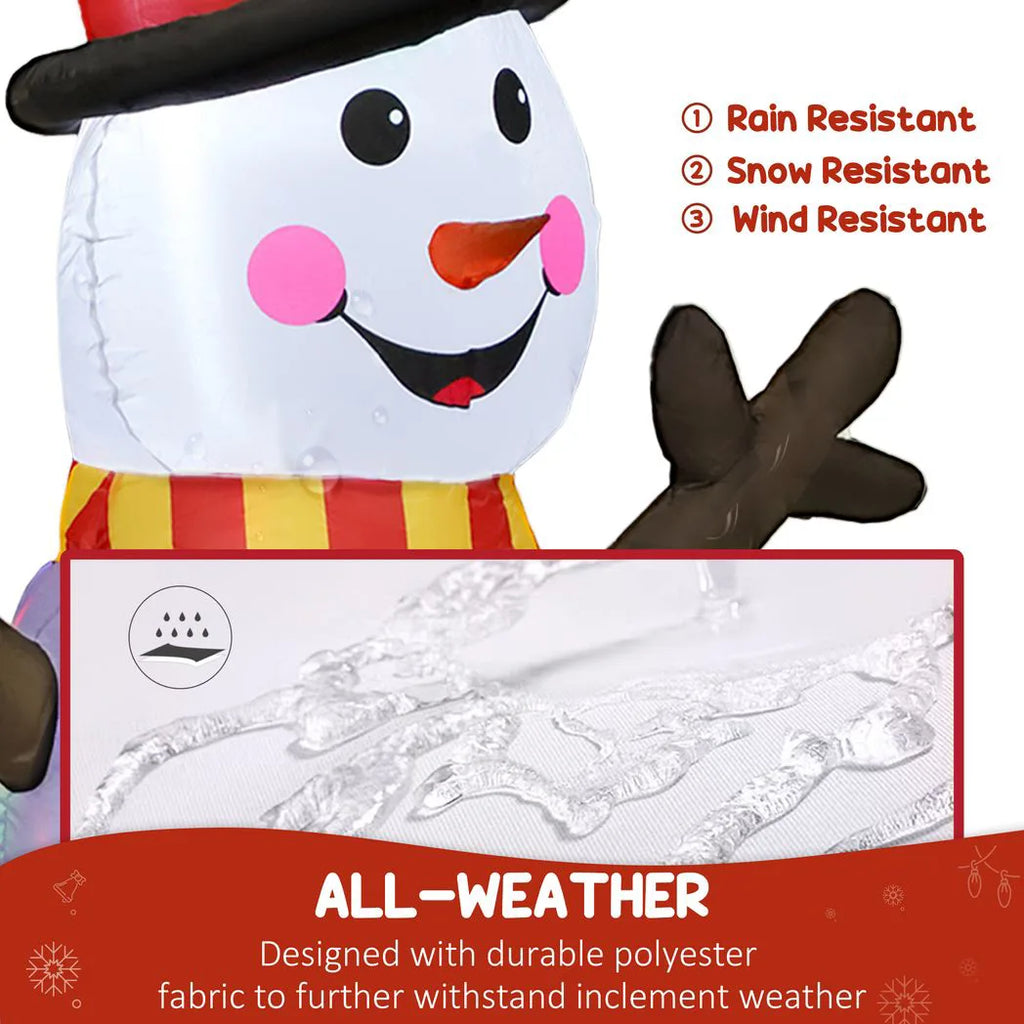 Outsunny 6FT Christmas Inflatables Snowman & Penguins with Built-in LED Lights and Flashing Projector Light, Blow Up Christmas Inflatable Decoration for Indoor Outdoor Decor, Garden