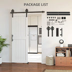 152.4cm Sliding Barn Door Kit, Sliding Door with Track, Hardware, Upgraded Rollers and Floor Guide, Handle, White