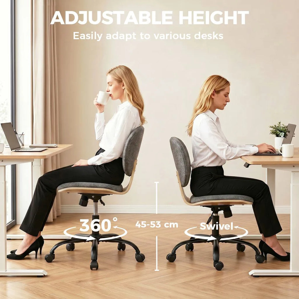 Home Office Desk Chair Rocking Function Ergonomic Swivel Chair with PU Wheels, Grey