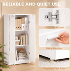 120 cm Tall Storage Cabinet Cupboard, 3-Tier File Organiser Wooden Filing Cabinet, White