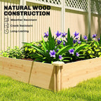 Outsunny Raised Garden Bed, Wooden Planter Box with Divider and Open Bottom for Flowers, Herbs, Vegetables, DIY Painting