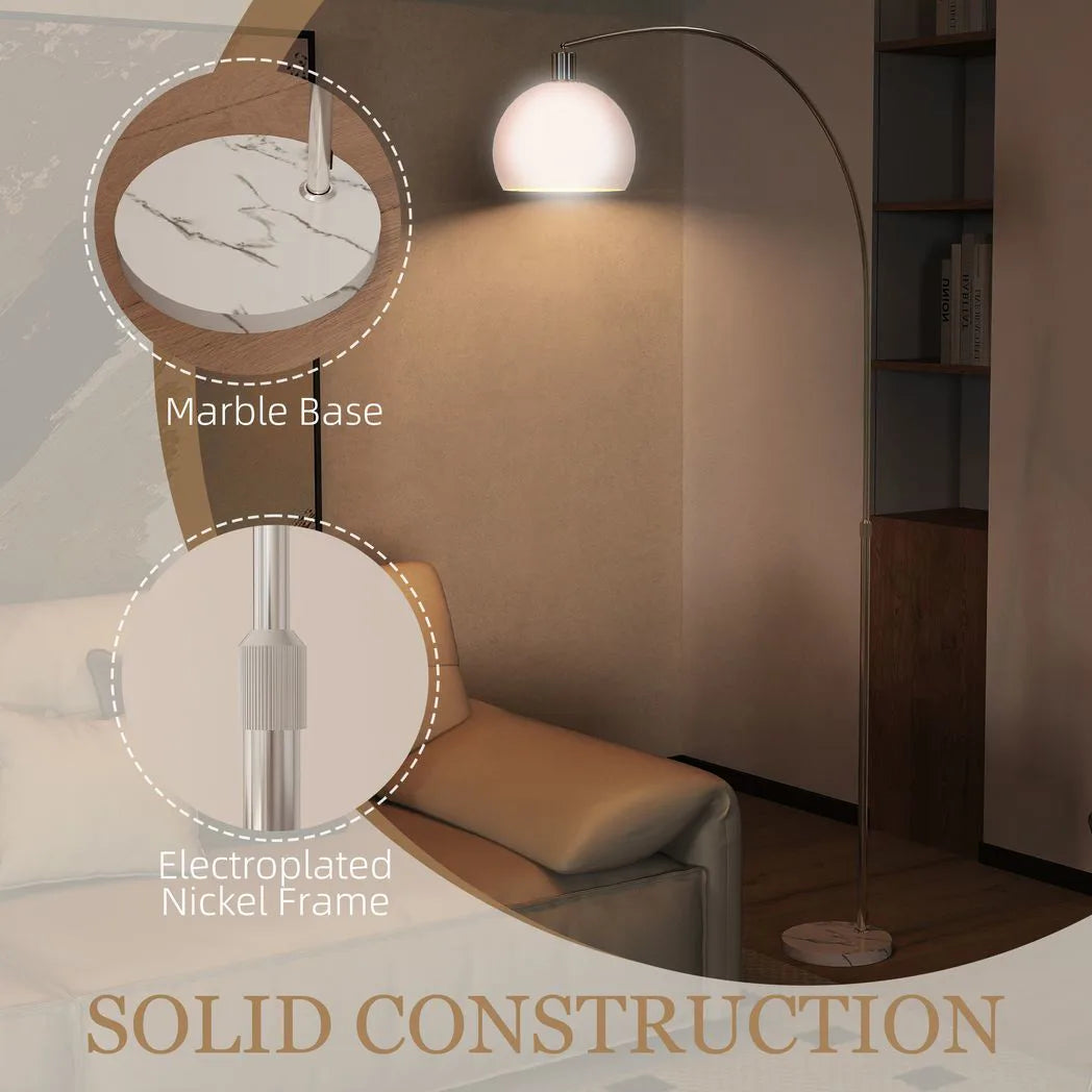 Floor Lamp for Living Room, Modern Standing Lamp with Shade & Foot Switch for Bedroom, Office, White