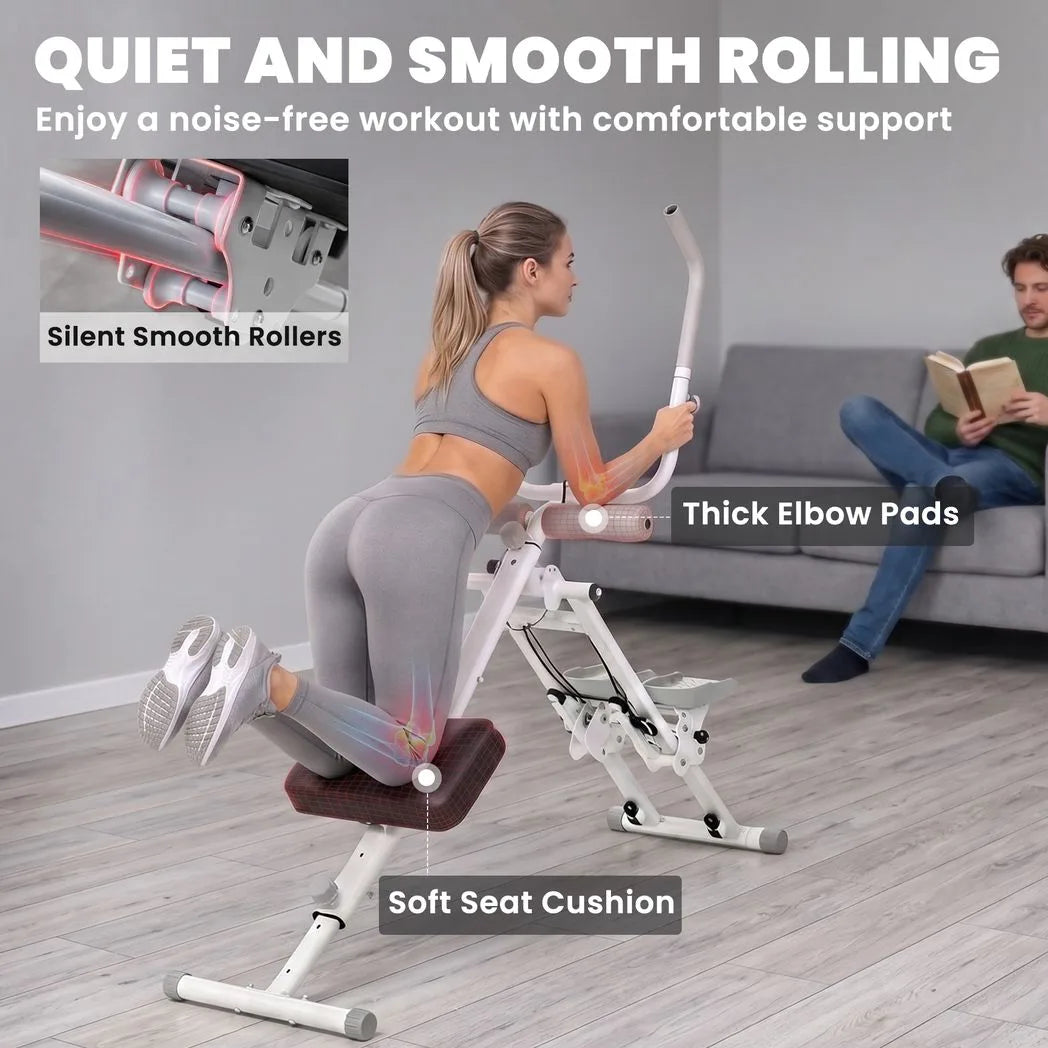 SPORTNOW 2-in-1 Ab Machine and Stair Stepper, Foldable Ab Trainer and Climbing Machine with LCD Monitor for Home Gym, White