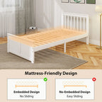Wooden Single Bed Frame, with Drawers - White