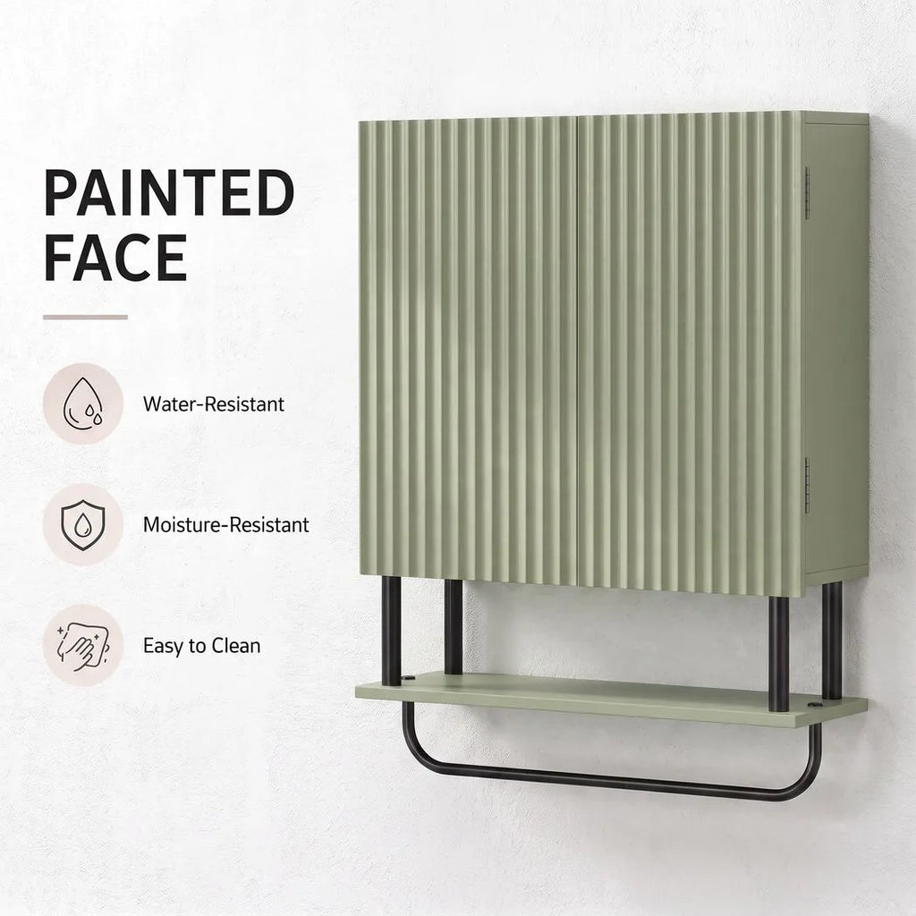 Bathroom Wall Cabinet Modern Space Saver Wall Mounted Cabinet Doors Storage Green
