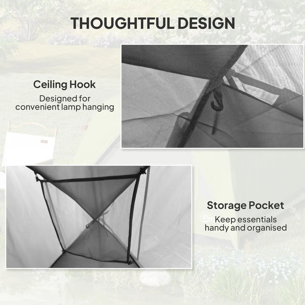 Outsunny Camping Tent, Easy Set Up 2-3 Man Tent with Sewn-in Groundsheet, 3000 mm Dome Tent with Mesh Windows, Dark Grey