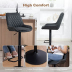 Set of Two Faux Leather Retro Bar Stools - Black