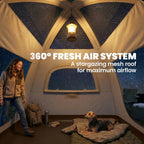 Outsunny Inflatable Camping Tent with Rainfly, 2-3 Man Air Tent 3000mm Waterproof Blow Up Tents, Cream
