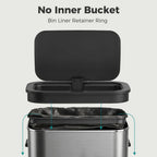 55L Sensor Bin for Kitchen, Touchless Automatic Waste Rubbish Bin, Stainless Steel, Battery Operated, Silver Tone