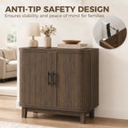 HOMCOM Sideboard Buffet Cabinet, Storage Cabinet with 2 Curved Doors, Adjustable Shelf and Legs for Dining Room, Dark Walnut