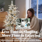 4ft Prelit Flocked Christmas Tree, Artificial Snow Flocked Spruce with 160 Warm White LED Lights, 8 Modes, Green
