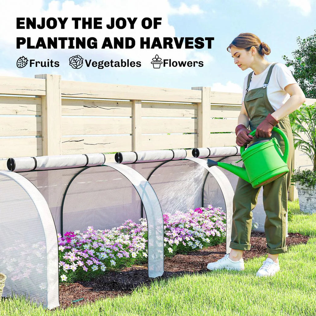 Outsunny 295 x 100 cm Low Tunnel Greenhouse - White
