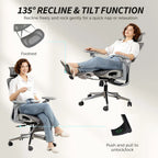 Ergonomic Office Chair, High Back Mesh Desk Chair, Grey