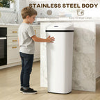 50L Stainless Steel Sensor Bin - White