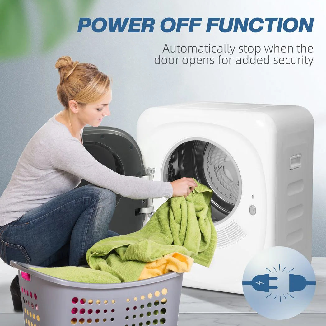 4kg Vented Tumble Dryer with 5 Drying Mode, 800W Compact Freestanding Front Tumble Dryer White