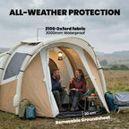 Outsunny Inflatable Camping Tent with Air Pump, Easy Setup 2-3 Person Blow Up Tent, Khaki