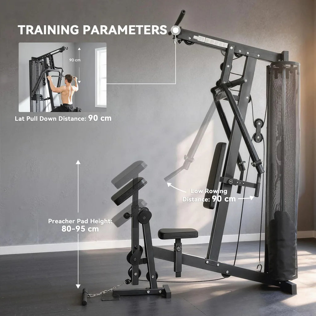 SPORTNOW Multi Gym with Adjustable Seat and Back, All in One Home Gym Machine with 45kg Weight Stack for Full Body Strength Training