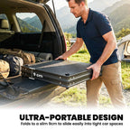 Outsunny Camping Camping Cupboards, Folding Portable Kitchen Table with 3-Tier Storage, Black