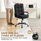 Double Padded Linen-Look Office Chair - Black
