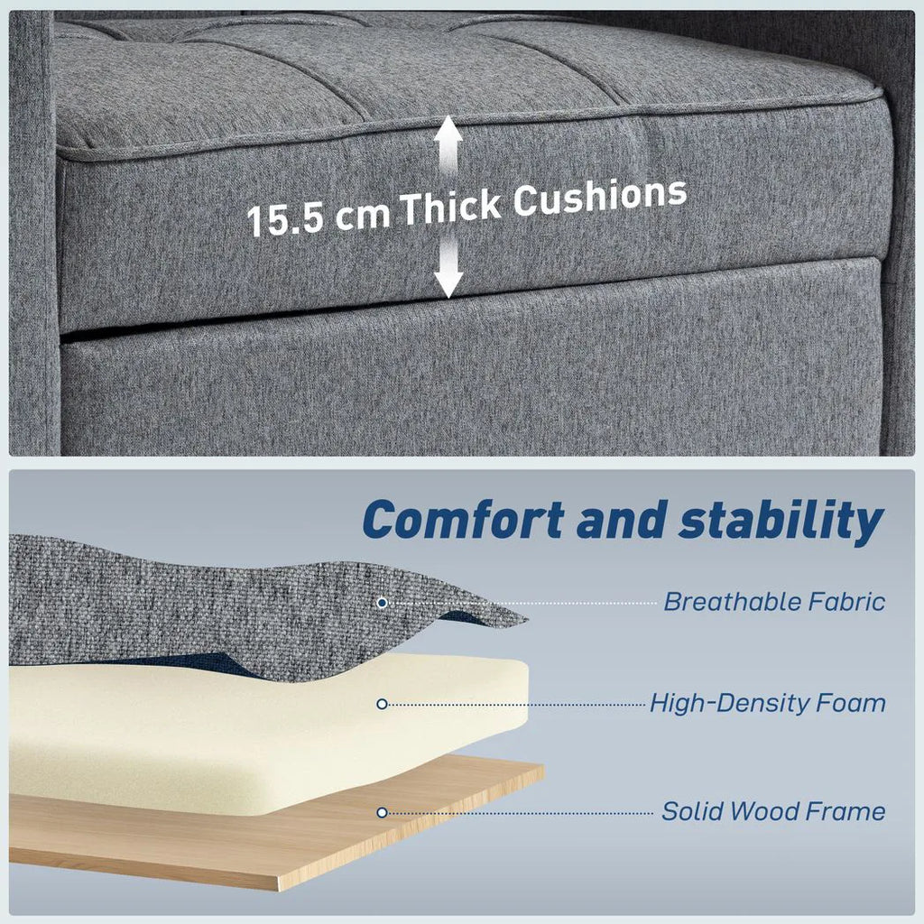 3-in-1 Single Sofa Bed, Convertible Sleeper Chair Bed - Dark Grey