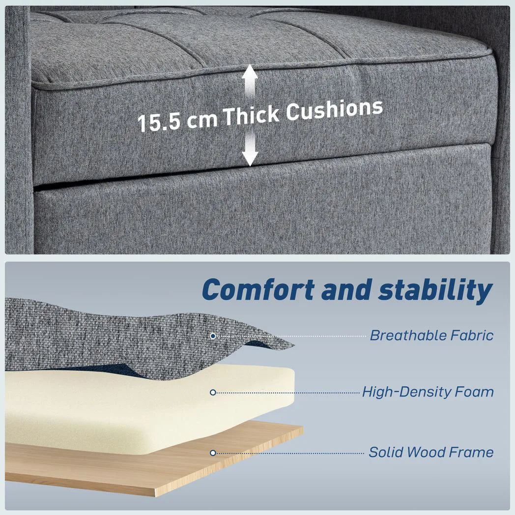 3-in-1 Single Sofa Bed, Convertible Sleeper Chair Bed - Dark Grey