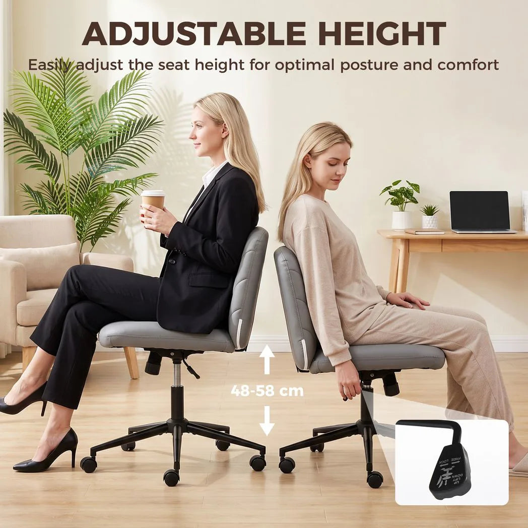 Home Office Desk Chair Height Adjustable Swivel Chair Cross Legged Wide Seat Swivel Wheels Grey
