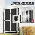 Outsunny Outdoor Storage Cabinet with Removable Shelves, Garden Tool Shed with Asphalt Roof, White and Black