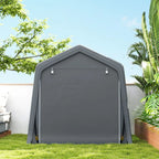 Outsunny 8 x 6.5 ft Outdoor Garden Storage Shed, Waterproof Bike Tent with Double Roll-up Zipper Door for Garden Tools, Dark Grey