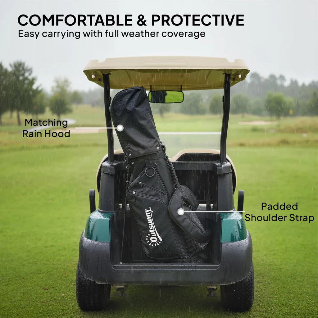 Outsunny Golf Stand Bag 6 Way Full-Length Dividers, Waterproof Golf Bag with 5 Pockets, Grey