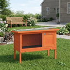PawHut Wooden Rabbit Hutch, Guinea Pig Hutch with Asphalt Roof, Outdoor Elevated Bunny House for Rabbits, Chinchillas