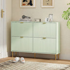Elegant Four-Drawer Shoe Cabinet - Light Green