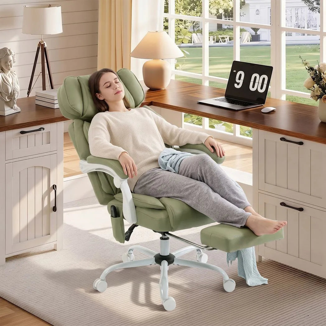 High Back Vibration Massage Office Chair Heated Reclining Computer Chair w/ Adjustable Height, Swivel Wheels, Lime Green