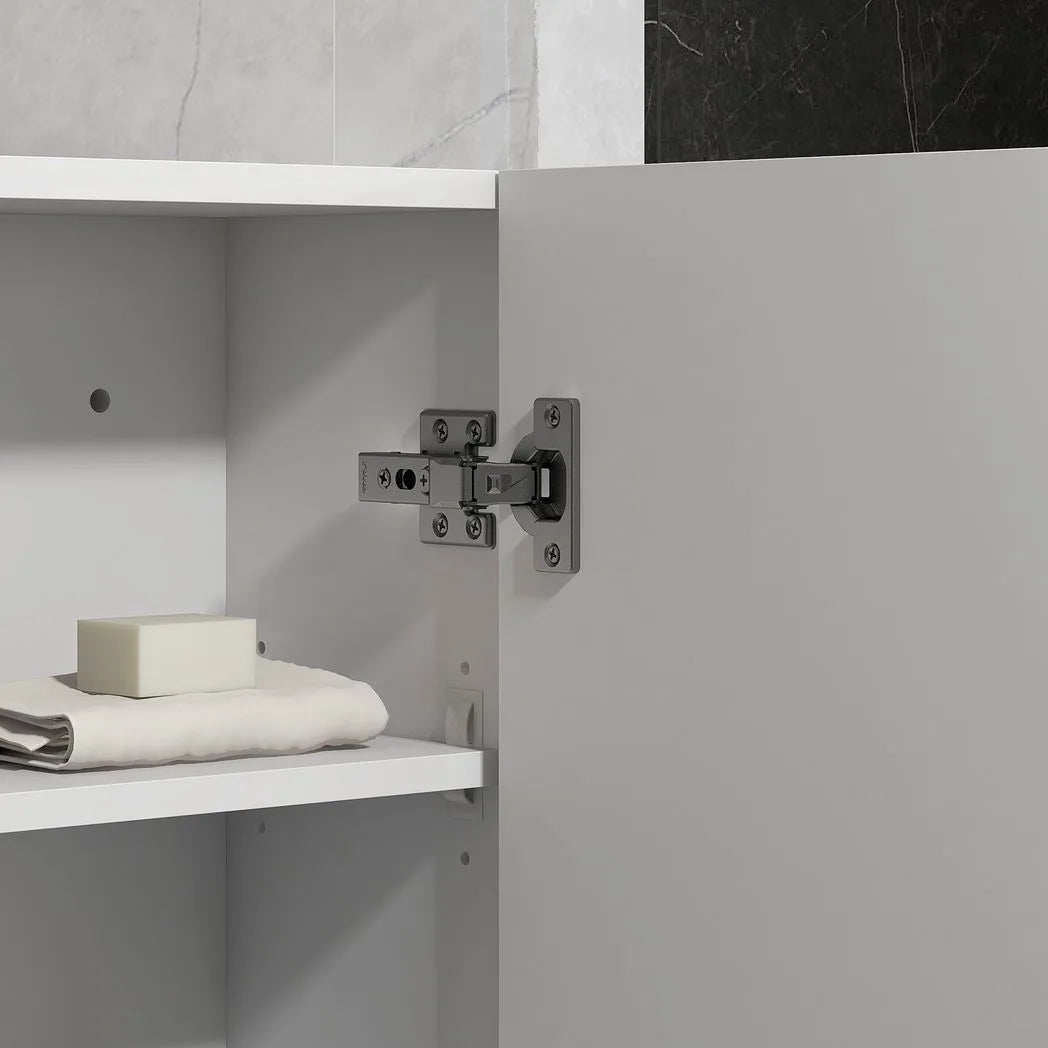 kleankin Bathroom Wall Cabinet, High Gloss Bathroom Storage Cabinet with Soft-Close Door, 3 Shelves, Adjustable Shelf, White
