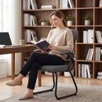 Office Chair, Ergonomic Desk Chair No Wheels with Mesh Backrest and Steel Legs for Home Conference Room, Dark Grey