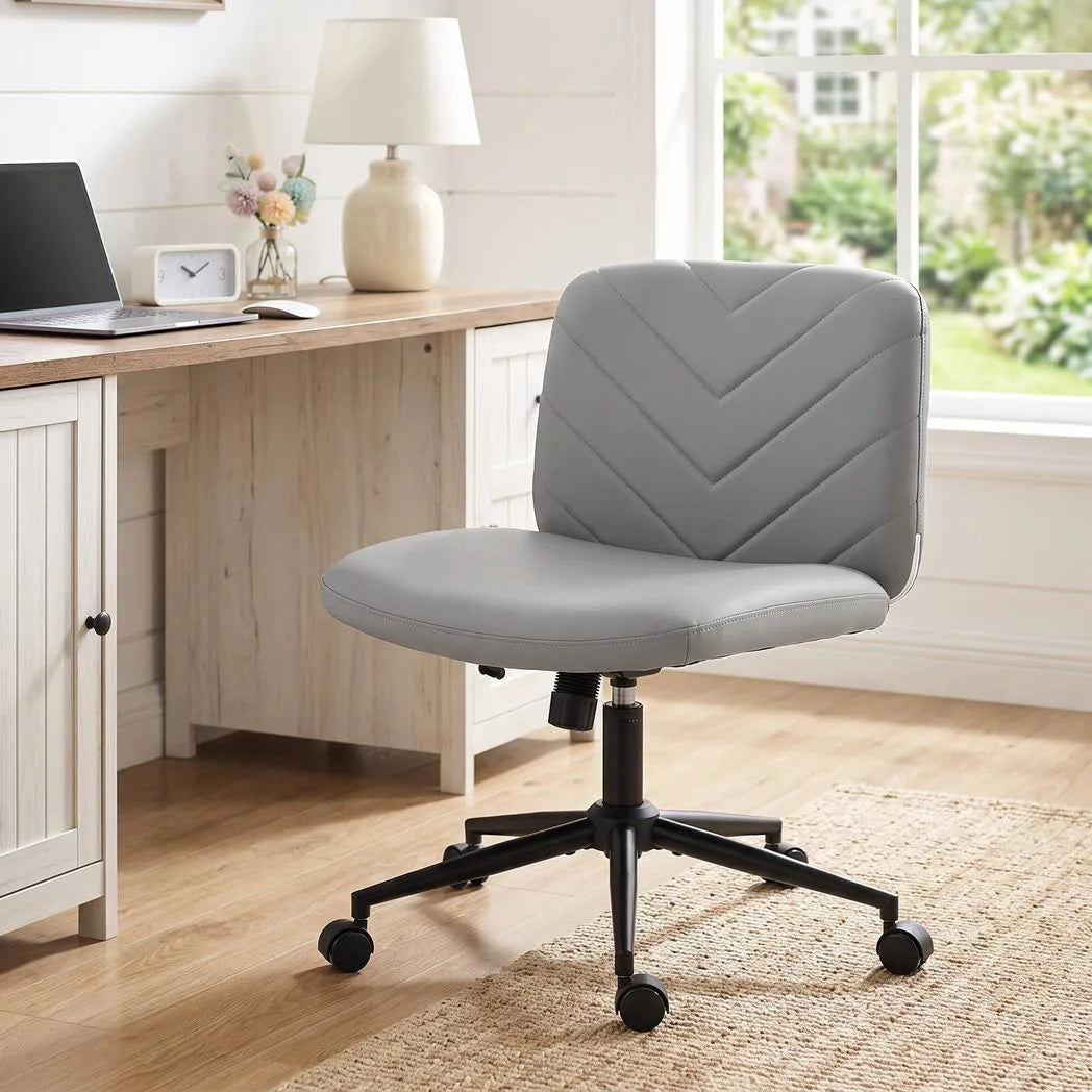 Home Office Desk Chair Height Adjustable Swivel Chair Cross Legged Wide Seat Swivel Wheels Grey