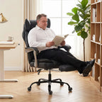 Executive Office Chair, Leathaire Big and Tall Office Chair 180 kg with Wide Seat, Reclining, Lumbar Support, Black