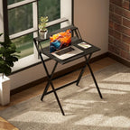 70 cm Folding Computer Desk with Monitor Shelf - Black