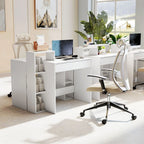 HOMCOM Desk with Storage, Computer Desk with 3 Open Shelves and Drawer, Workstation, Computer Table, White