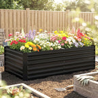 Outsunny Raised Beds for Garden, Galvanised Steel Outdoor Planters with Multi-reinforced Rods, 180 x 90 x 59 cm, Black