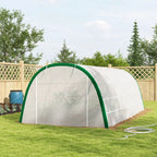 Outsunny Walk-in Polytunnel Greenhouse Tunnel Warm House Tent with Zipped Doors, 8 Mesh Windows, PE Cover, 6 x 3 m, White