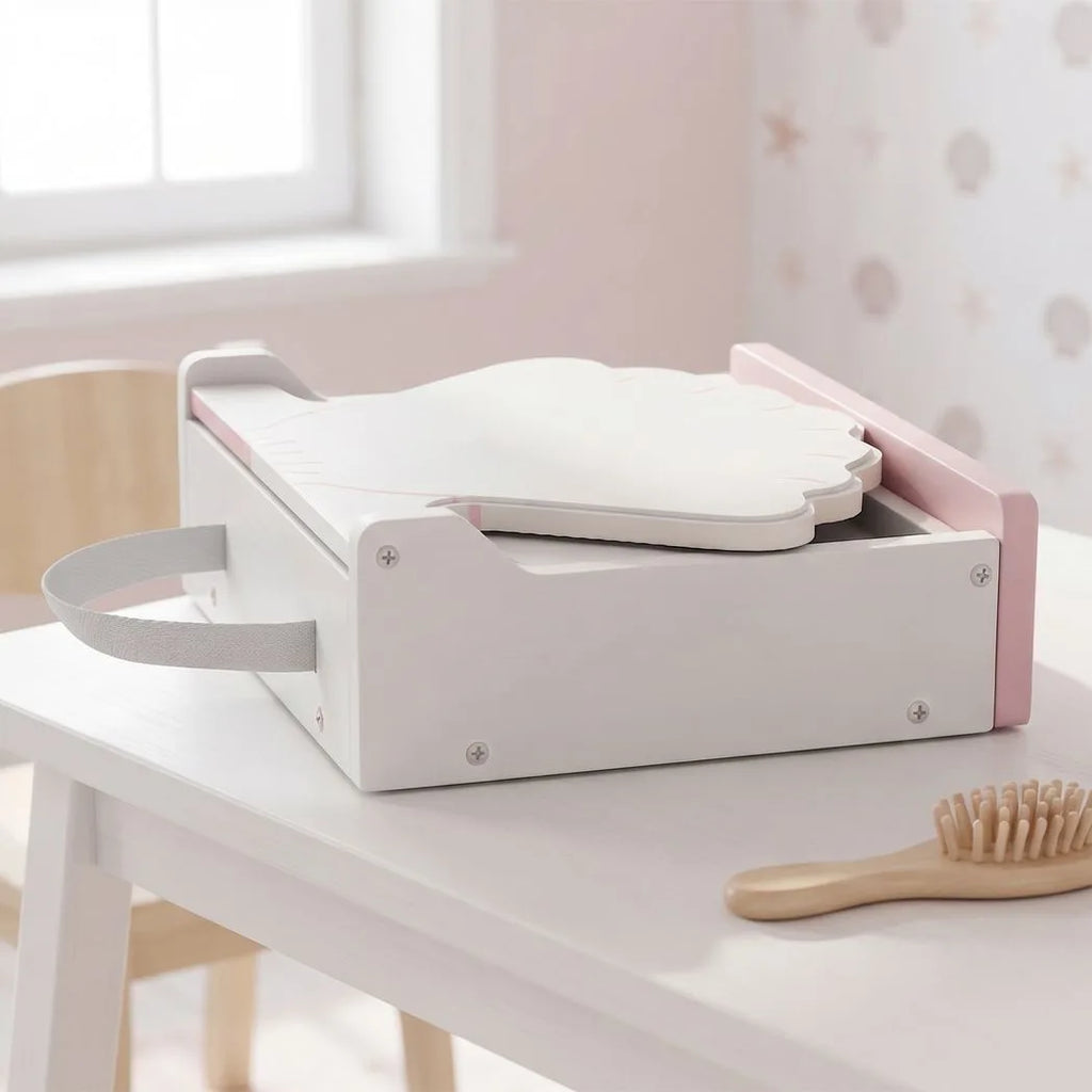 AIYAPLAY Kids Dressing Table, Portable Vanity Table with Lights, Mirror, Drawer, Accessories, Gift for 3-6 Years