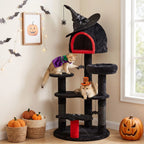 Gothic Halloween Cat Tree — Black, 155cm