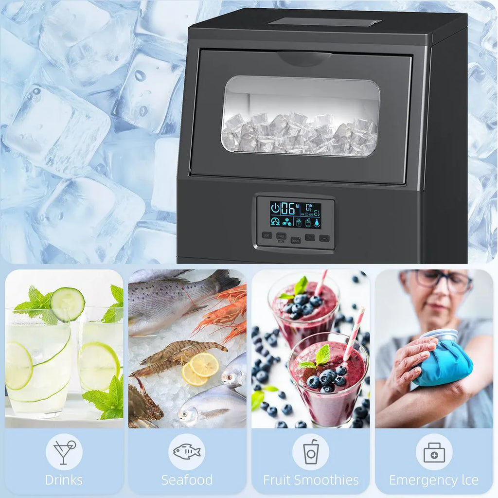 Commercial Ice Maker with 4kg Ice Storage - Black