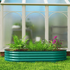 Outsunny Galvanised Raised Garden Bed, Metal Planter Box with Safety Edging, for Flowers, Herbs, Succulents, Light Green