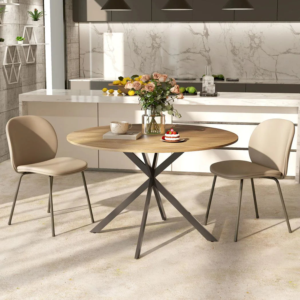 Dining Table for 4, 120 cm Industrial Kitchen Table with Wood Effect Tabletop and Steel Legs, Oak
