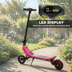 SPORTNOW Electric Scooter for Kids, Foldable E Scooter for Age Age 6 with LED Display, RGB lights, Up to 16km/h, Pink