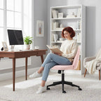 Teddy Fleece Office Chair with Wheels - Light Pink