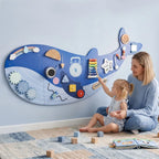 AIYAPLAY Whale Activity Wall Busy Board, 13 in 1 Montessori Inspired Sensory Wall Panel for Playroom Nursery Boys Girls 2, Blue